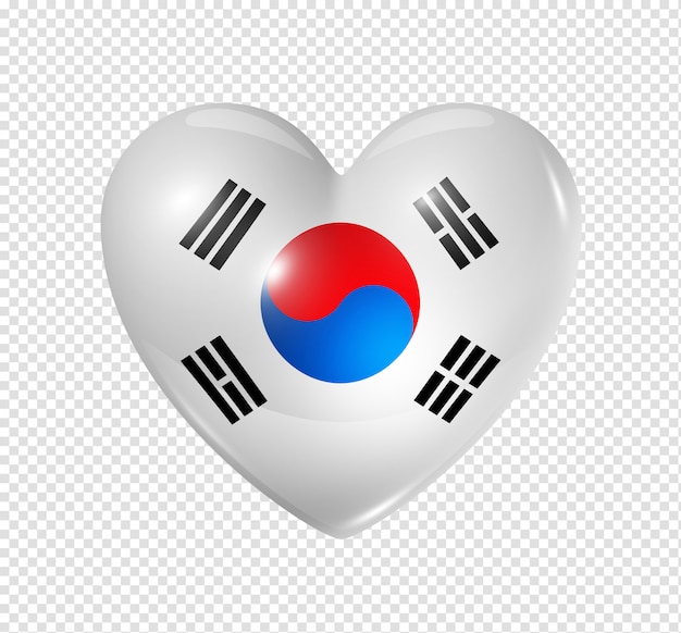 Amor corea del sur, icono de la bandera del corazón