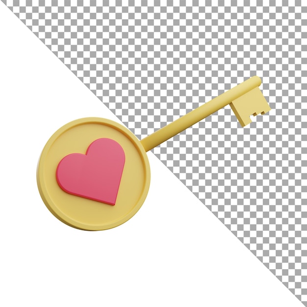 PSD amor de chave de ícone de ilustração 3d