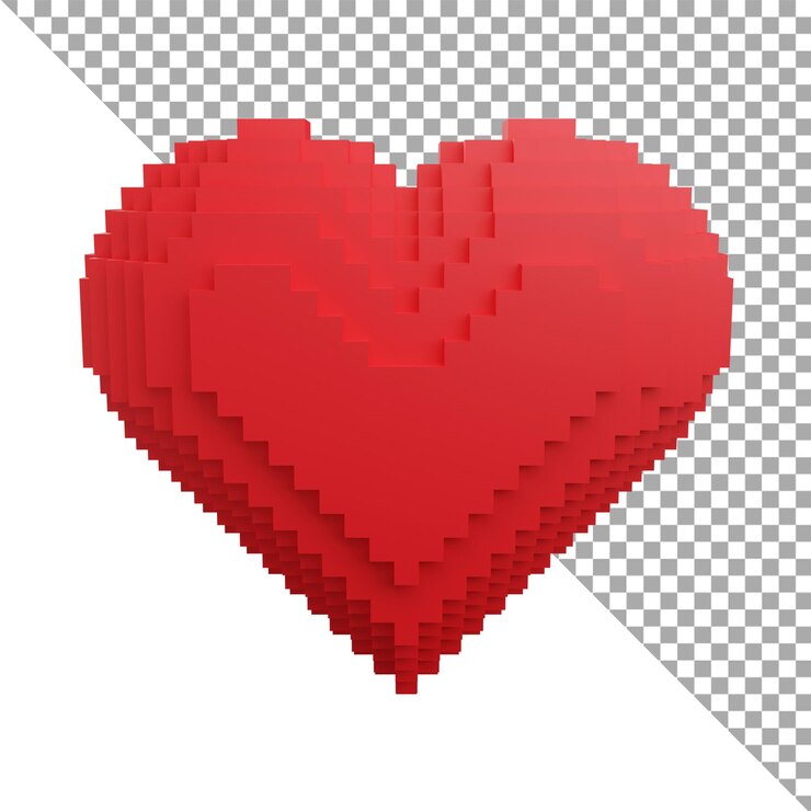 amor de voxel de ícone de ilustração de renderização 3D