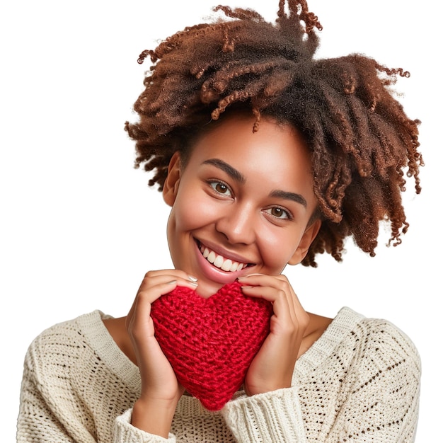 PSD amor e dia de são valentim mulher segurando coração sorrindo bonito e adorável