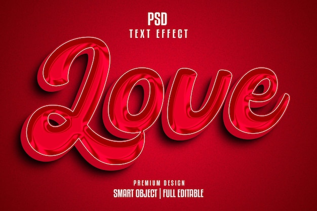 Amor editable estilo de efecto de texto 3d