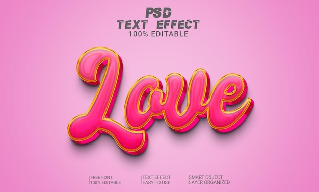 Amor efecto de texto 3D archivo PSD