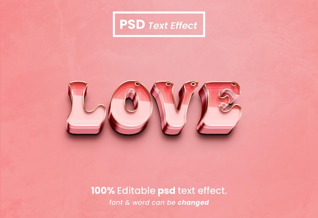 Amor efecto de texto 3d editable