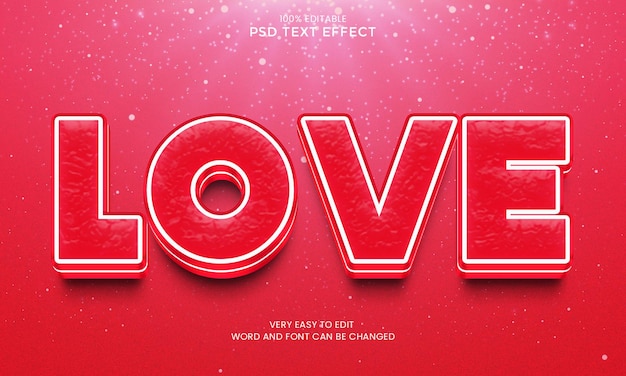 Amor efecto de texto 3d estilo de fuente de san valentín