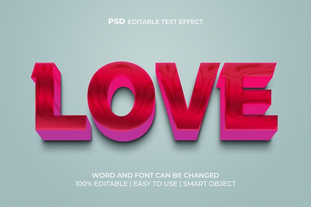 Amor efecto de texto en 3d