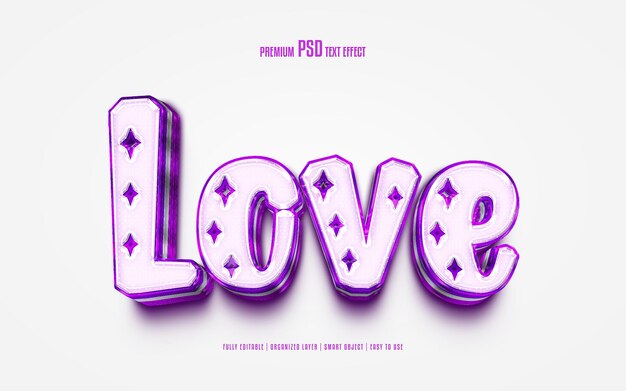 Amor efecto de texto psd premium totalmente editable