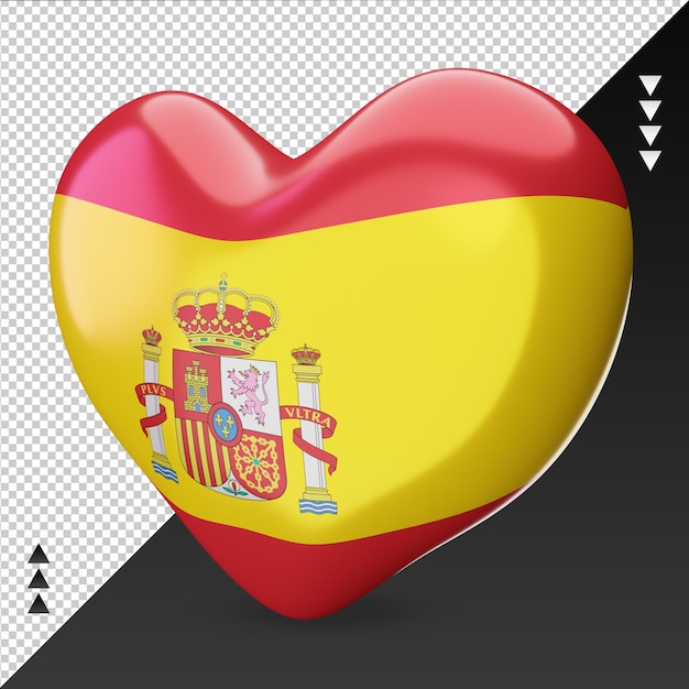 PSD amor españa bandera hogar render 3d vista derecha