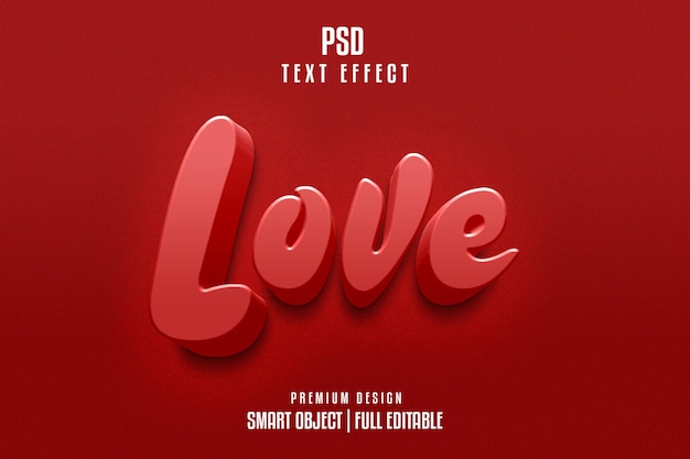 Amor estilo de efecto de texto 3D
