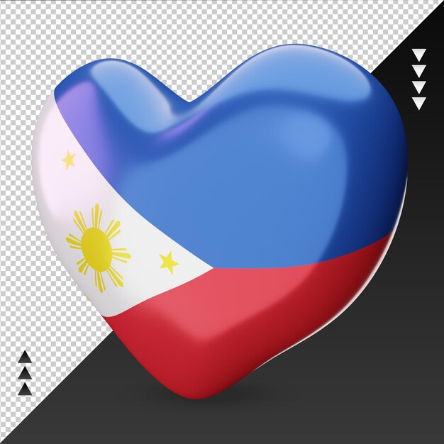 Amor Filipinas bandera hogar renderizado 3d vista derecha