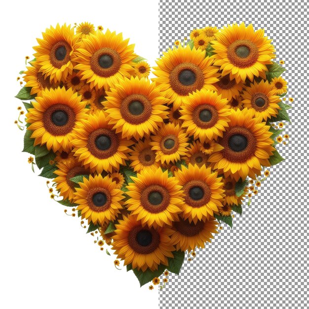 PSD amor floral png aislamiento listo de una flor en forma de corazón