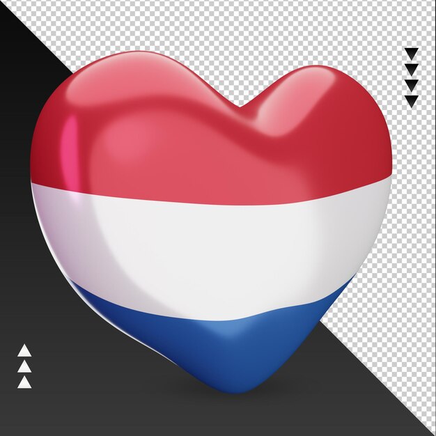 Amor Holanda bandera hogar renderizado 3d vista izquierda