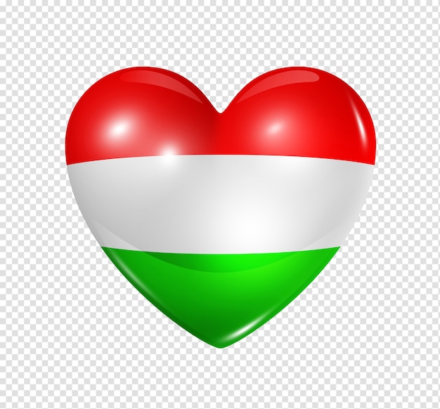 Amor Hungría símbolo icono de la bandera del corazón 3D