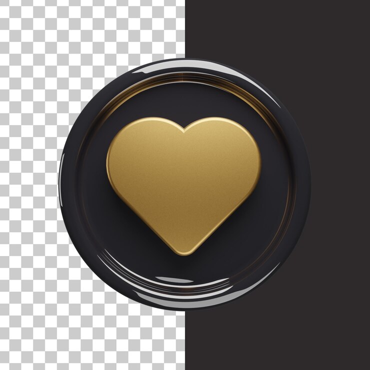 PSD amor ícone ouro 3d