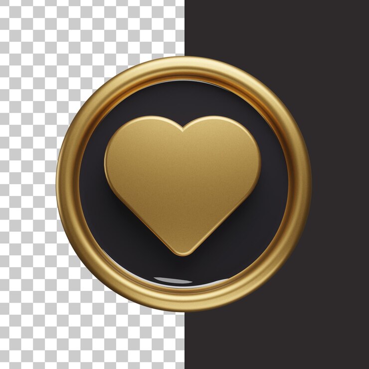 PSD amor, icono, oro, 3d