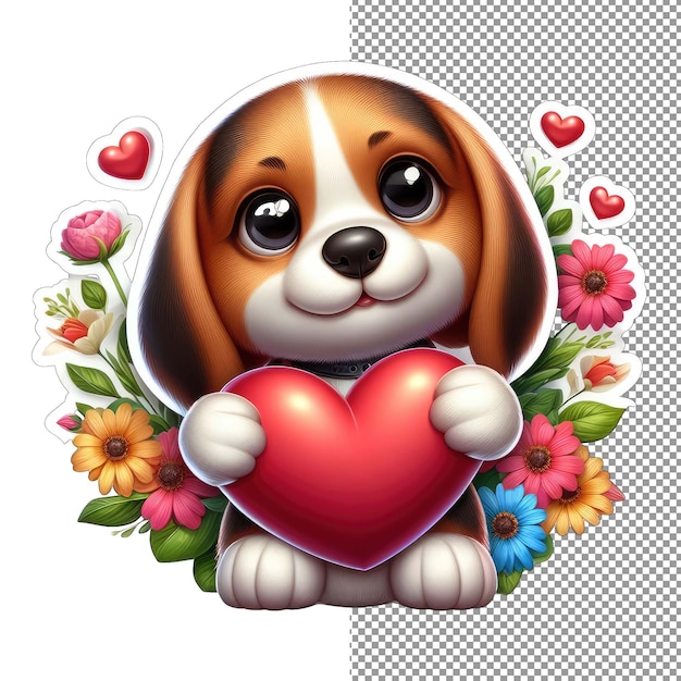 PSD amor leal cão caro com adesivo de coração