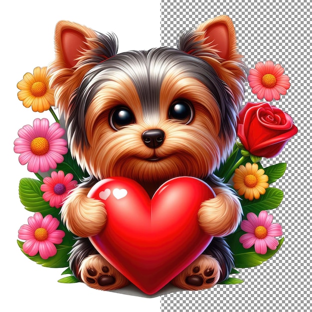 PSD el amor leal el perro cariñoso con la pegatina del corazón