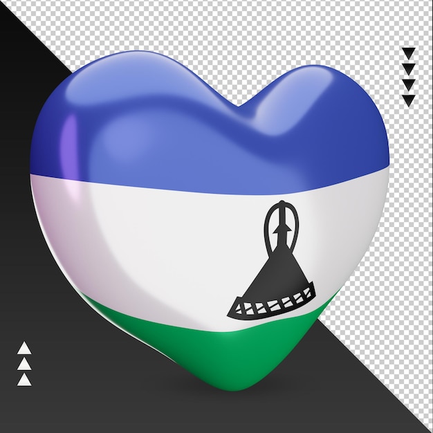 PSD amor lesotho bandera hogar renderizado 3d vista izquierda