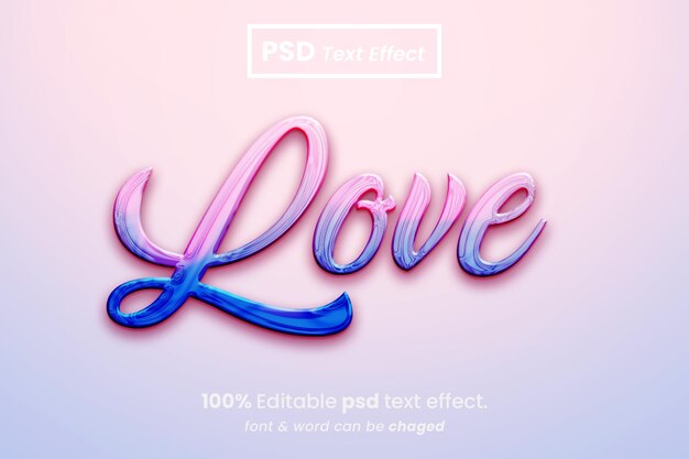 Amor líquido efecto de texto 3d