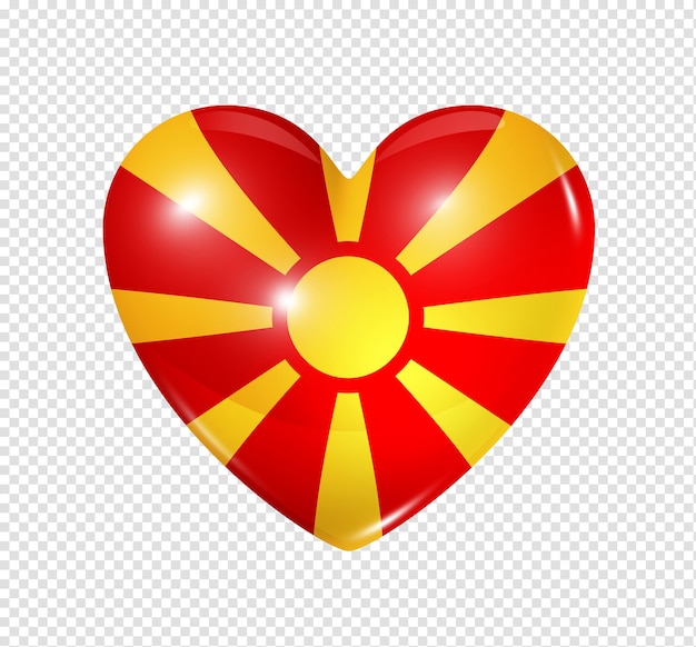 Amor Macedonia símbolo de un corazón 3D con diseño de bandera aislado