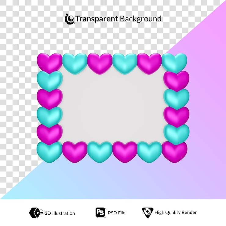 PSD amor marco especial san valentín 3d ilustración