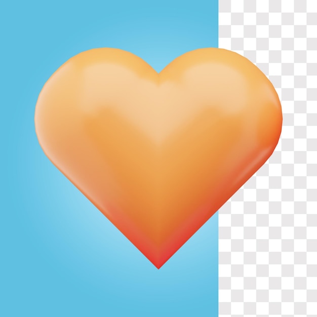amor, naranja, 3d, icono