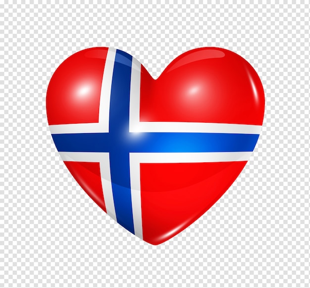 PSD amor noruega, icono de la bandera del corazón