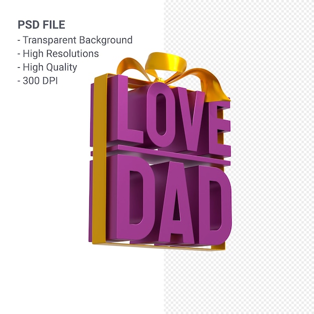 Amor papá con arco y cinta 3D rendering aislado