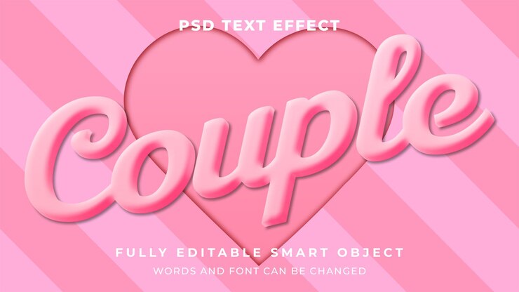 PSD amor pareja romance estilo gráfico efecto de texto editable