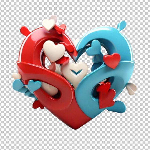 El amor renderizado en 3d en png psd