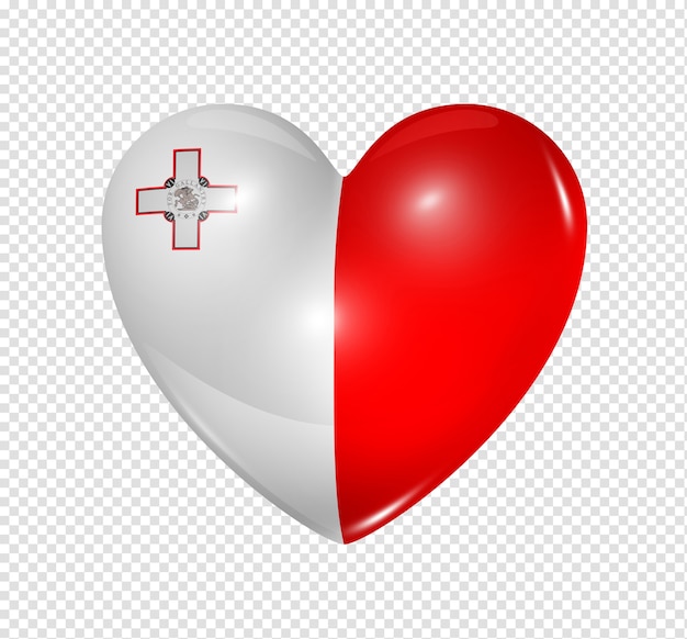 PSD amor símbolo de malta de un corazón 3d con diseño de bandera aislado