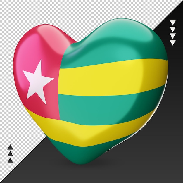 Amor Togo bandera hogar renderizado 3d vista derecha