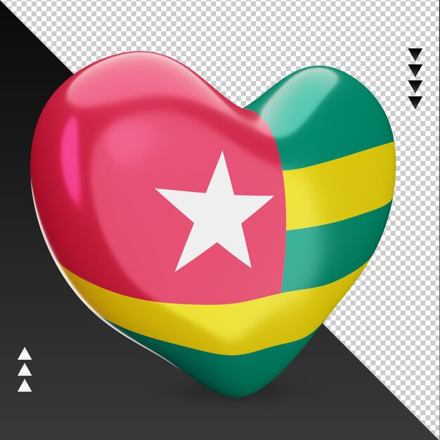 Amor Togo bandera hogar renderizado 3d vista izquierda