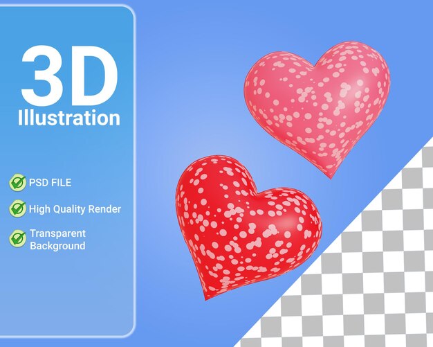 Amore 3d rosa rosso, rendering 3d elemento San Valentino