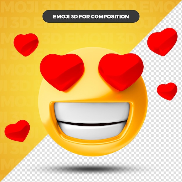 Amore cuore emoji rendering 3d per composizione