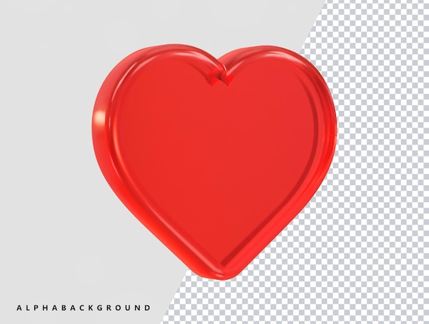Amore cuore icona 3d rendering illustrazione elemento trasparente