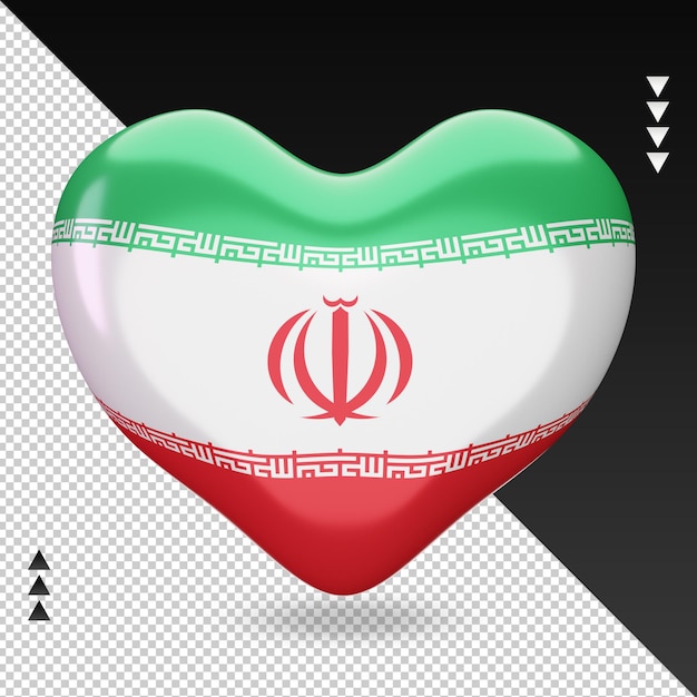 Amore Iran bandiera focolare 3d rendering vista frontale