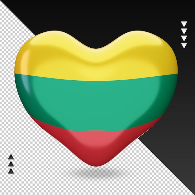 Amore Lituania bandiera focolare 3d rendering vista frontale