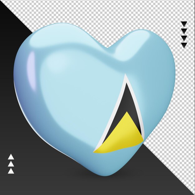 Amore St Lucia bandiera focolare 3d rendering vista a sinistra