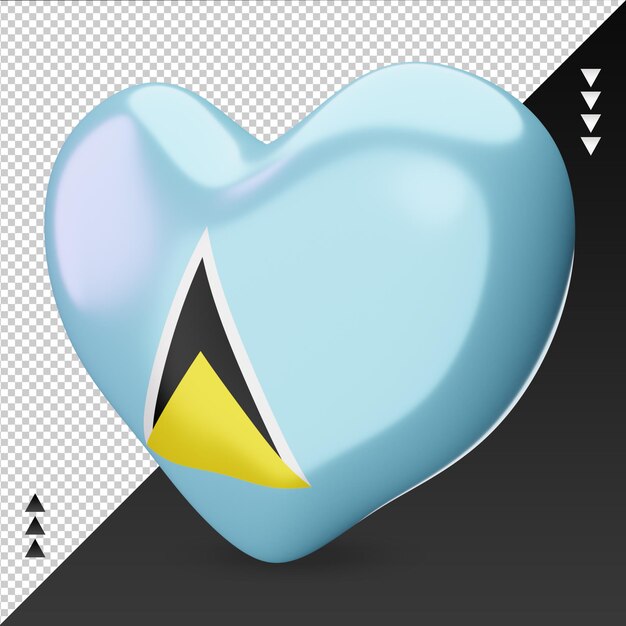 Amore St Lucia bandiera focolare 3d rendering vista giusta