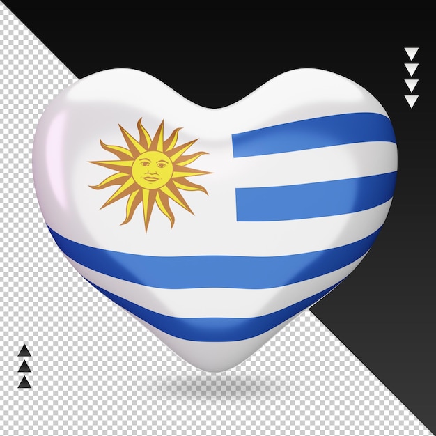 Amore Uruguay bandiera focolare 3d rendering vista frontale