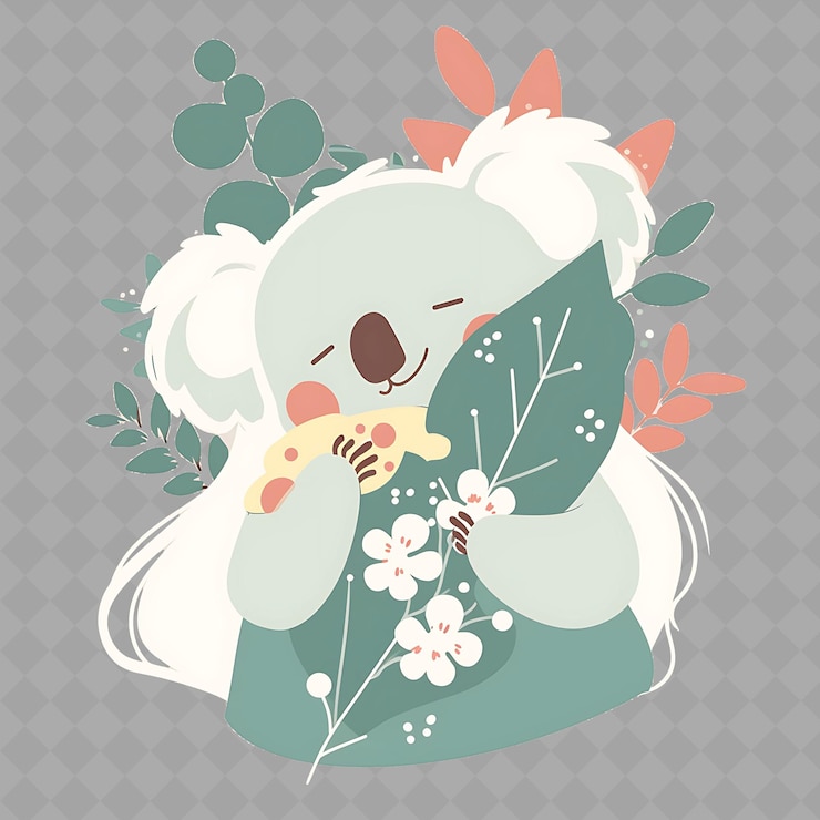 PSD amorosa e afetuosa anime koala girl com orelhas grandes e uma png creative cute sticker collection