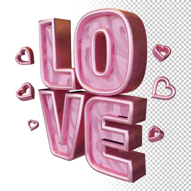 PSD amour 3d render bold lettre isolée dans le rendu 3d