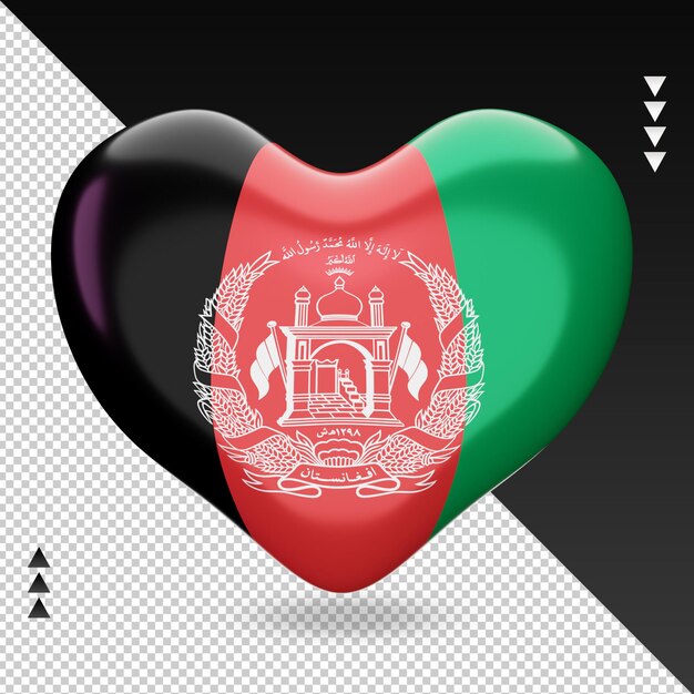 PSD amour drapeau de l'afghanistan foyer 3d rendu vue de face