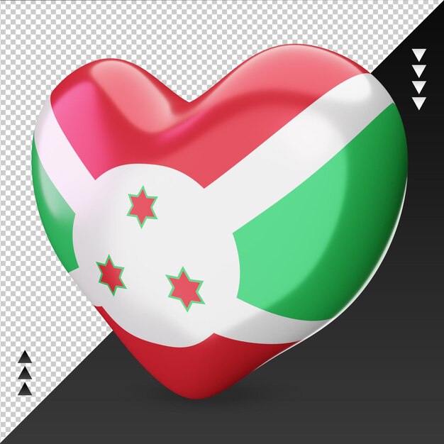 Amour Drapeau Burundi Foyer 3d Rendu Vue De Droite