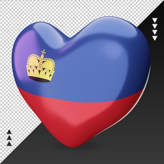 PSD amour drapeau du liechtenstein foyer 3d rendu vue de droite