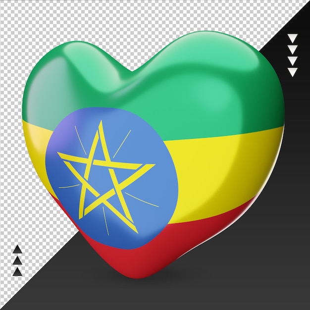 Amour drapeau Éthiopie foyer 3d rendu vue droite