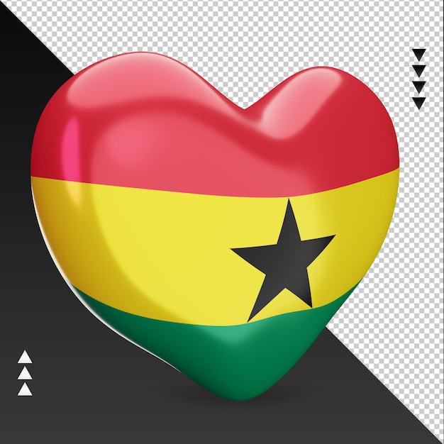 Amour Drapeau Ghana Foyer 3d Rendu Vue Gauche