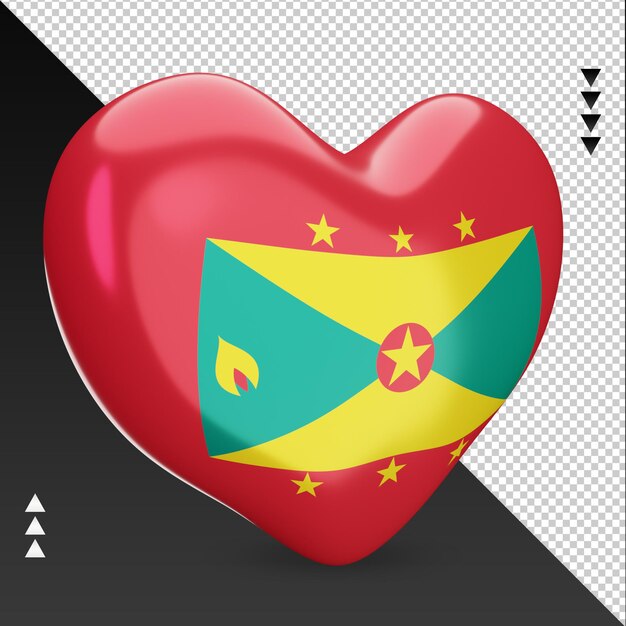 PSD amour drapeau grenade foyer 3d rendu vue gauche