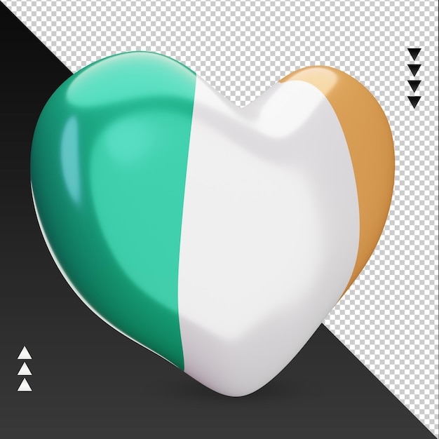 Amour Drapeau Irlande Foyer Rendu 3d Vue Gauche