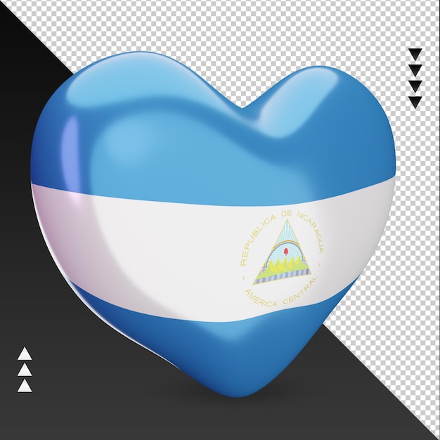 Amour Drapeau Nicaragua Foyer 3d Rendu Vue Gauche